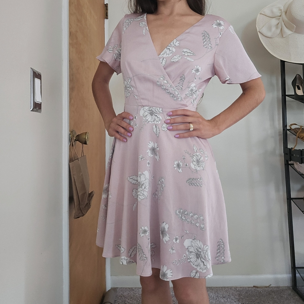 Express Pink Flutter Sleeve Sundress